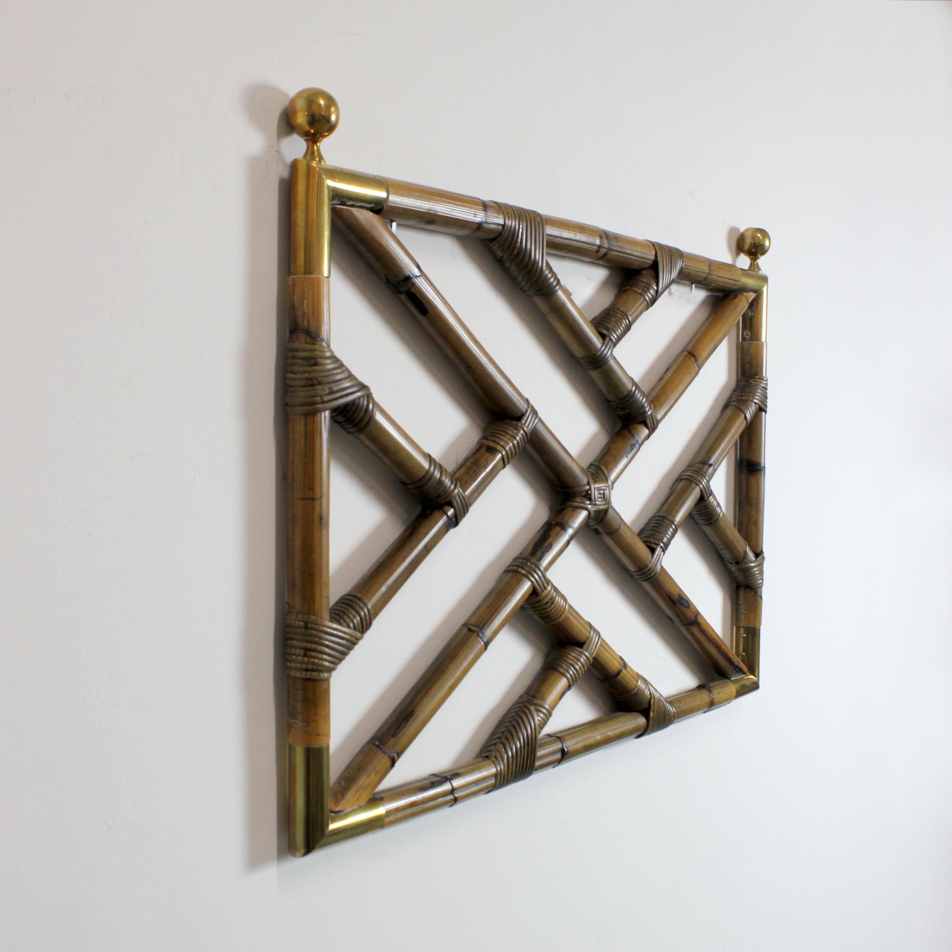 Late 20th Century Pair of bamboo headboards with gilt brass fittings - c. 1970 - Spain For Sale