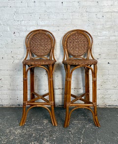 Paire de tabourets hauts en bambou