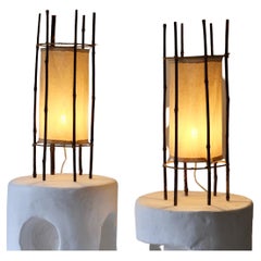 Pair of Bamboo Lamps Attributed to Louis Sognot