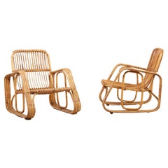 Used Pair of Bamboo Lounge Chairs for Bonacina, Italy 1950s 