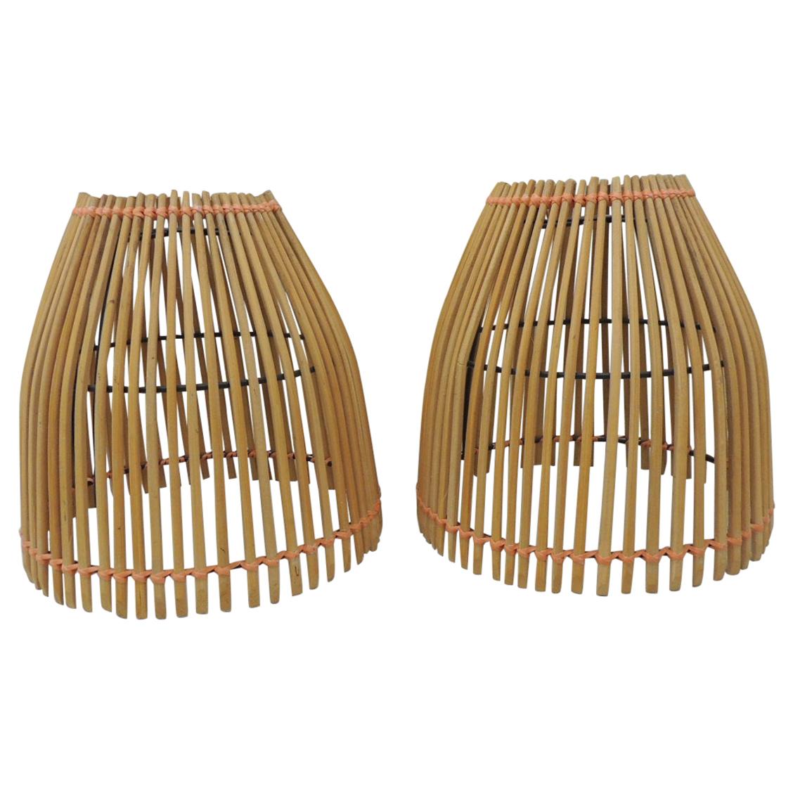 Pair of Bamboo Matchsticks Lampshades