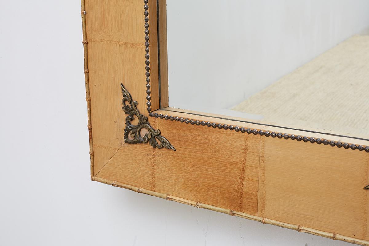 Pair of Bamboo Mirrors with Book Motif For Sale 3