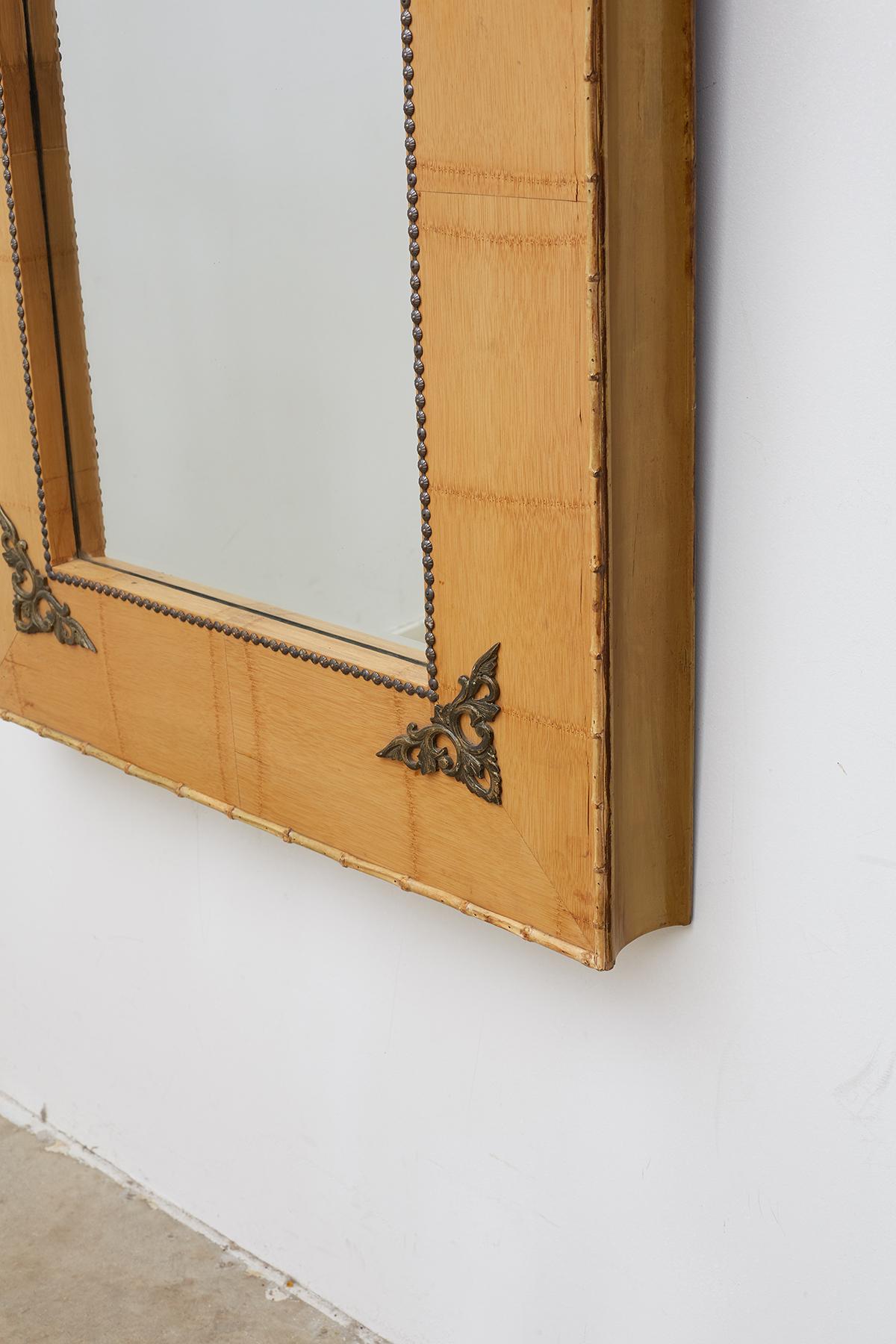 Pair of Bamboo Mirrors with Book Motif For Sale 4