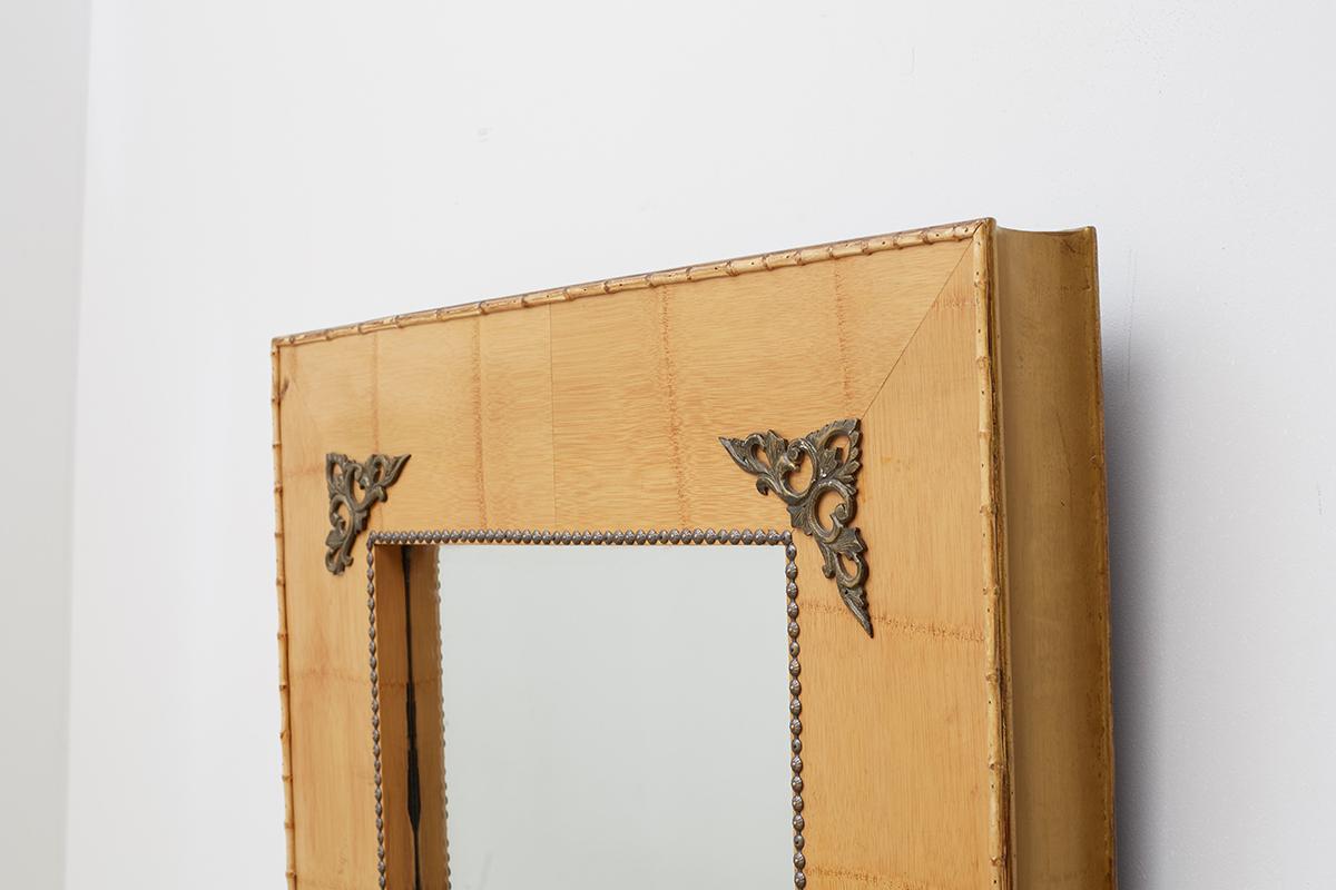 Pair of Bamboo Mirrors with Book Motif For Sale 6