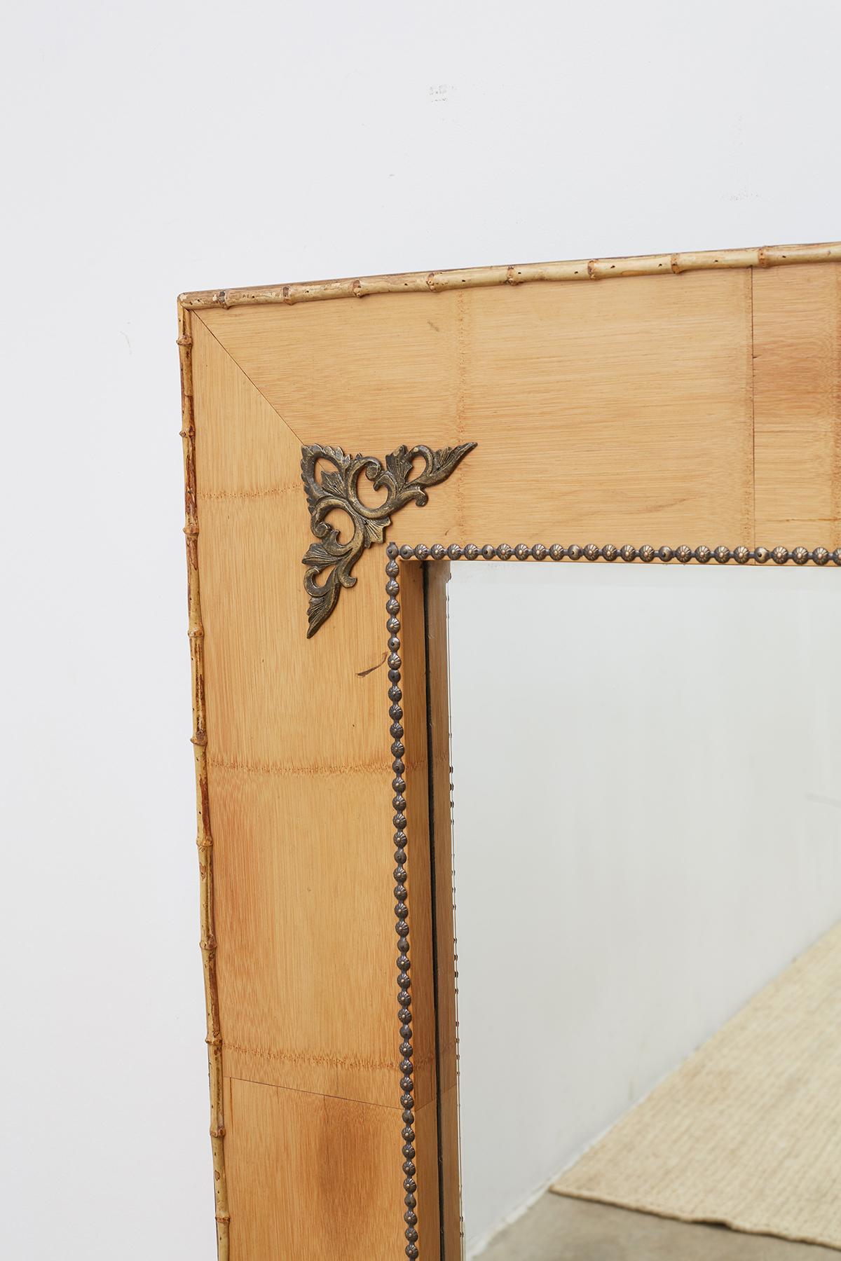 20th Century Pair of Bamboo Mirrors with Book Motif For Sale