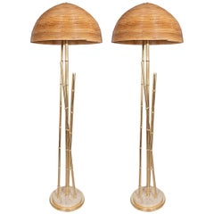 Pair of Bamboo Motif Floor Lamps