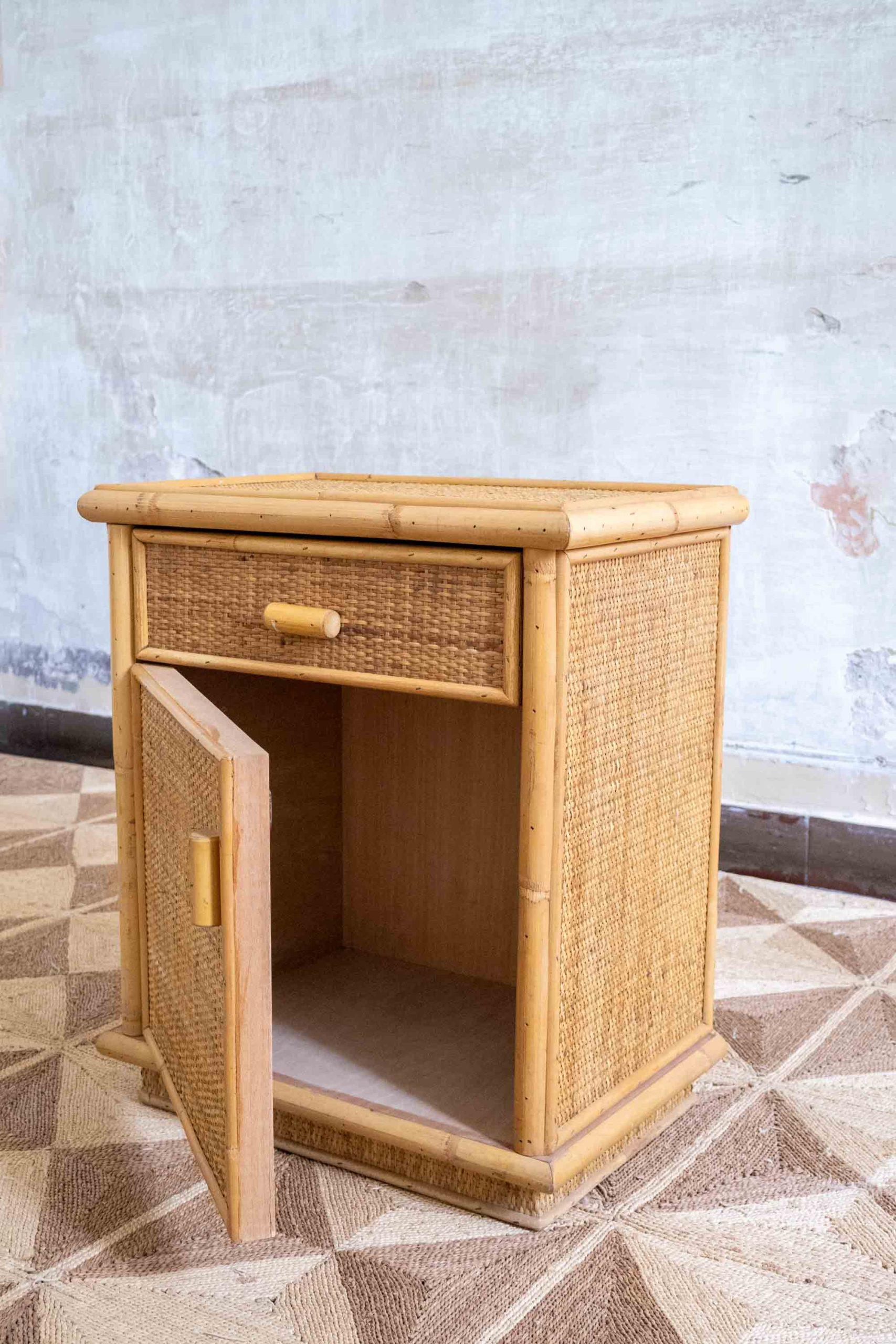 Bambù Pair of Bamboo Nightstands – 1970s in vendita
