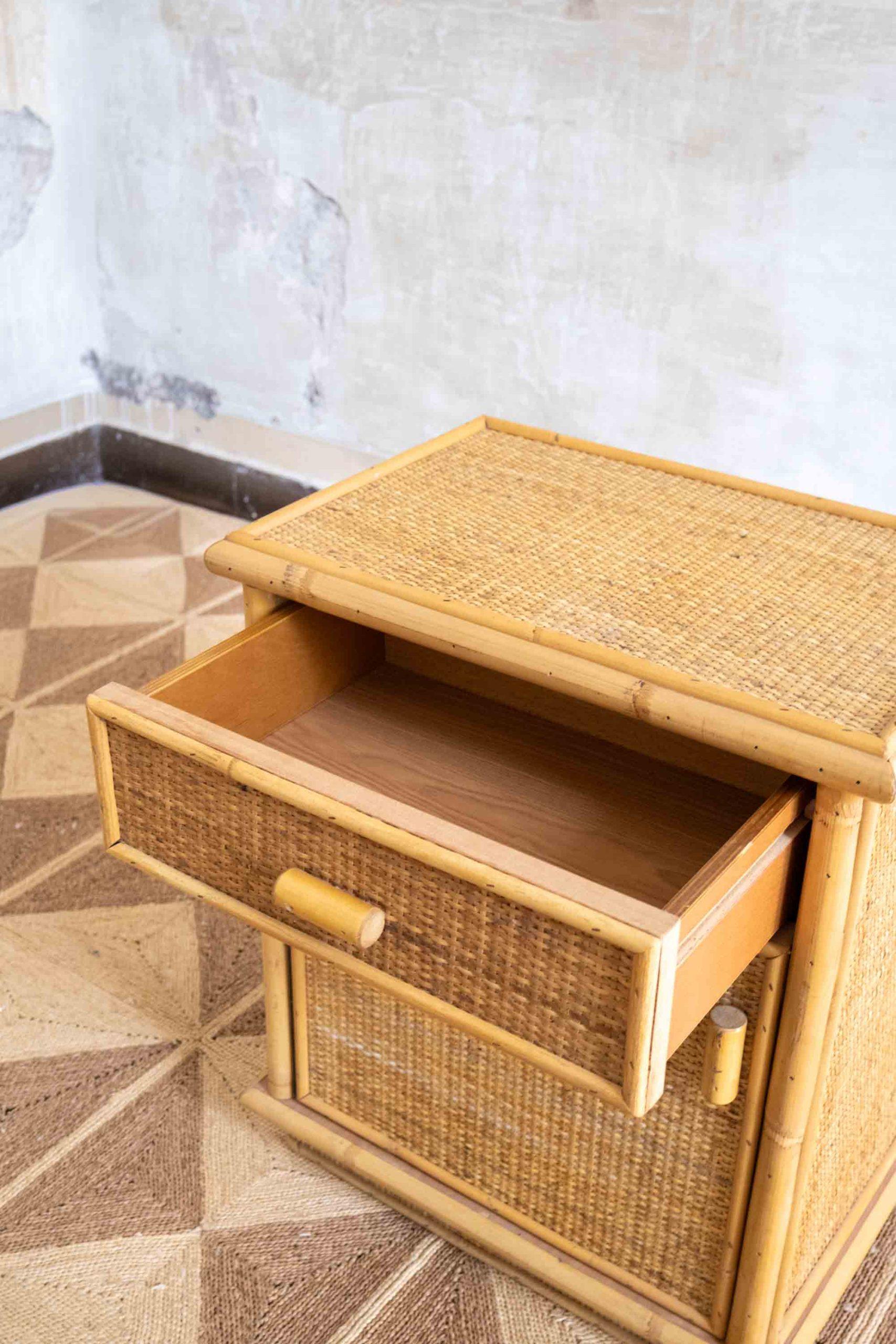 Pair of Bamboo Nightstands – 1970s in vendita 1