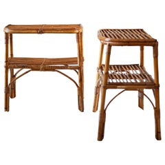 Pair of Bamboo Nightstands With Open Shelves – 1970s