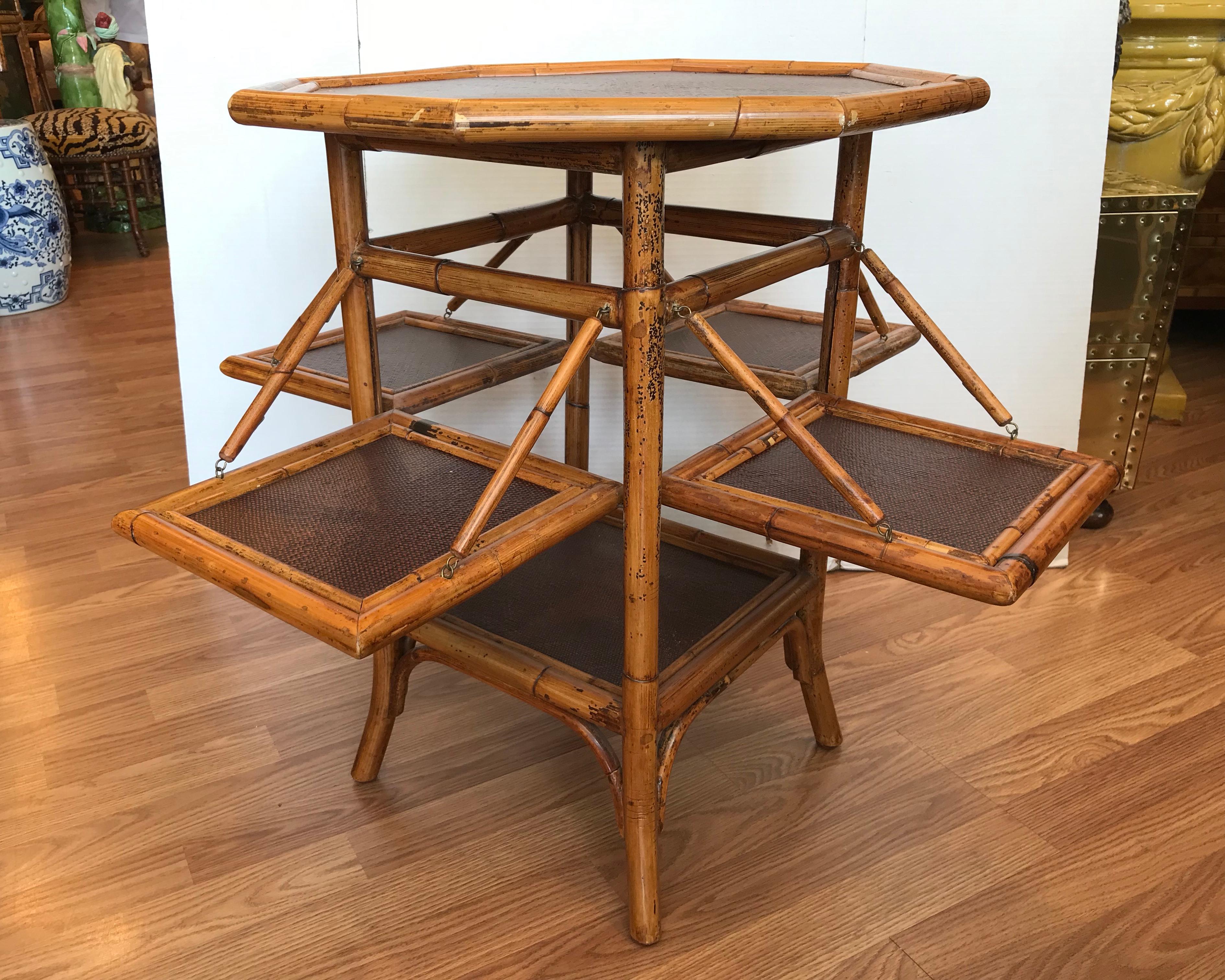 Pair of Bamboo Pastry Stand Form End Tables 7