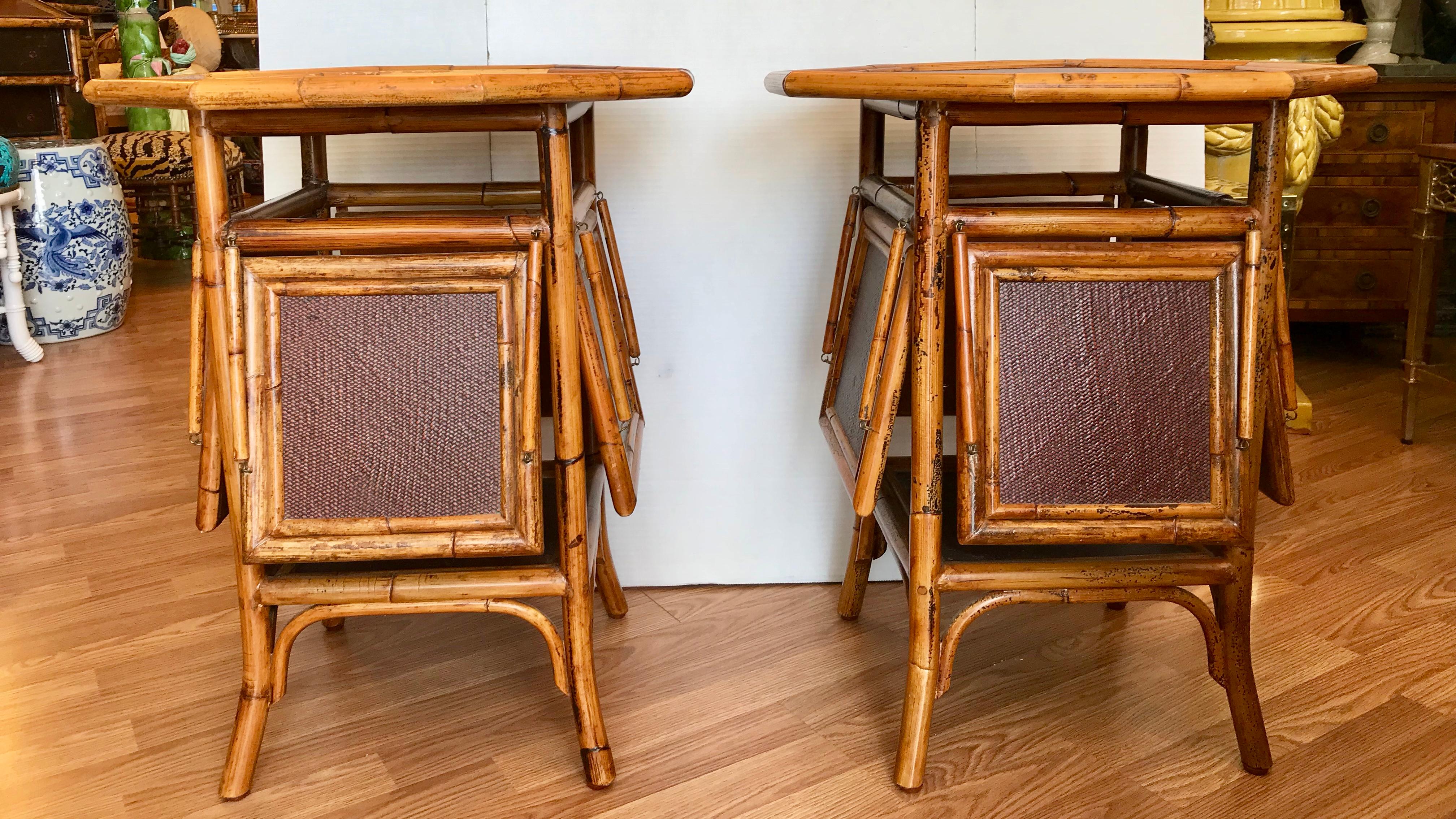 Pair of Bamboo Pastry Stand Form End Tables In Good Condition In West Palm Beach, FL
