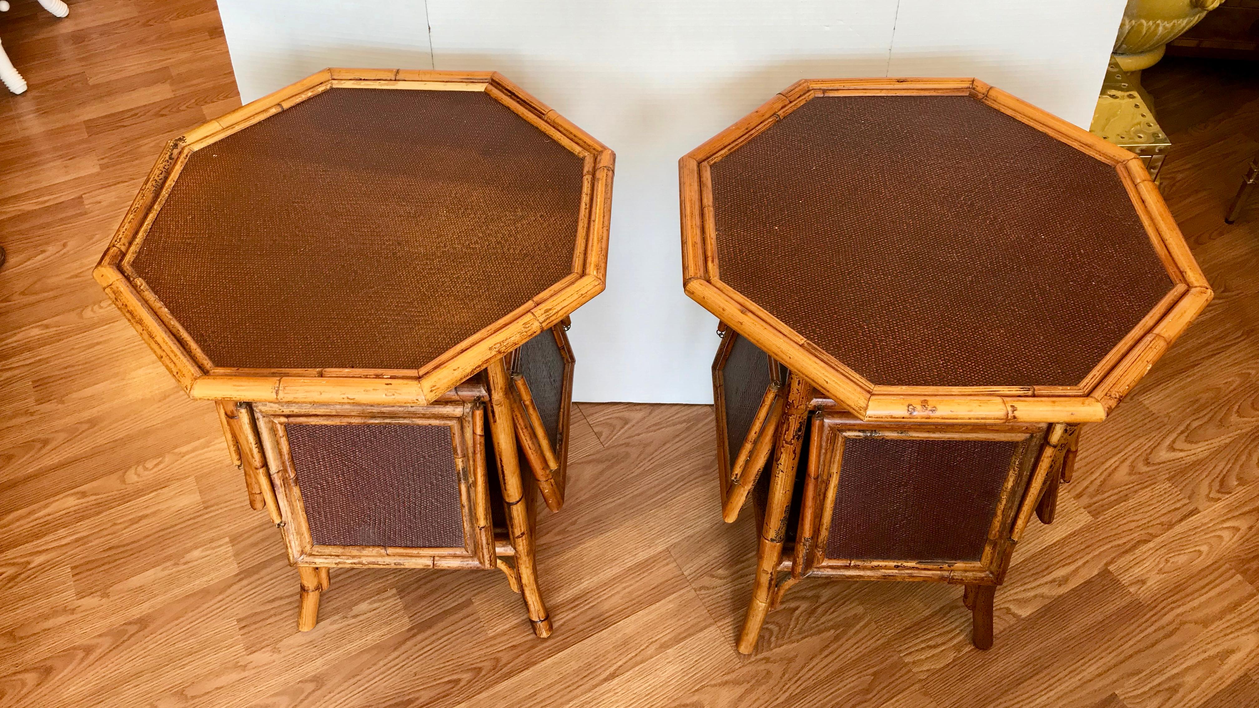 Pair of Bamboo Pastry Stand Form End Tables 1