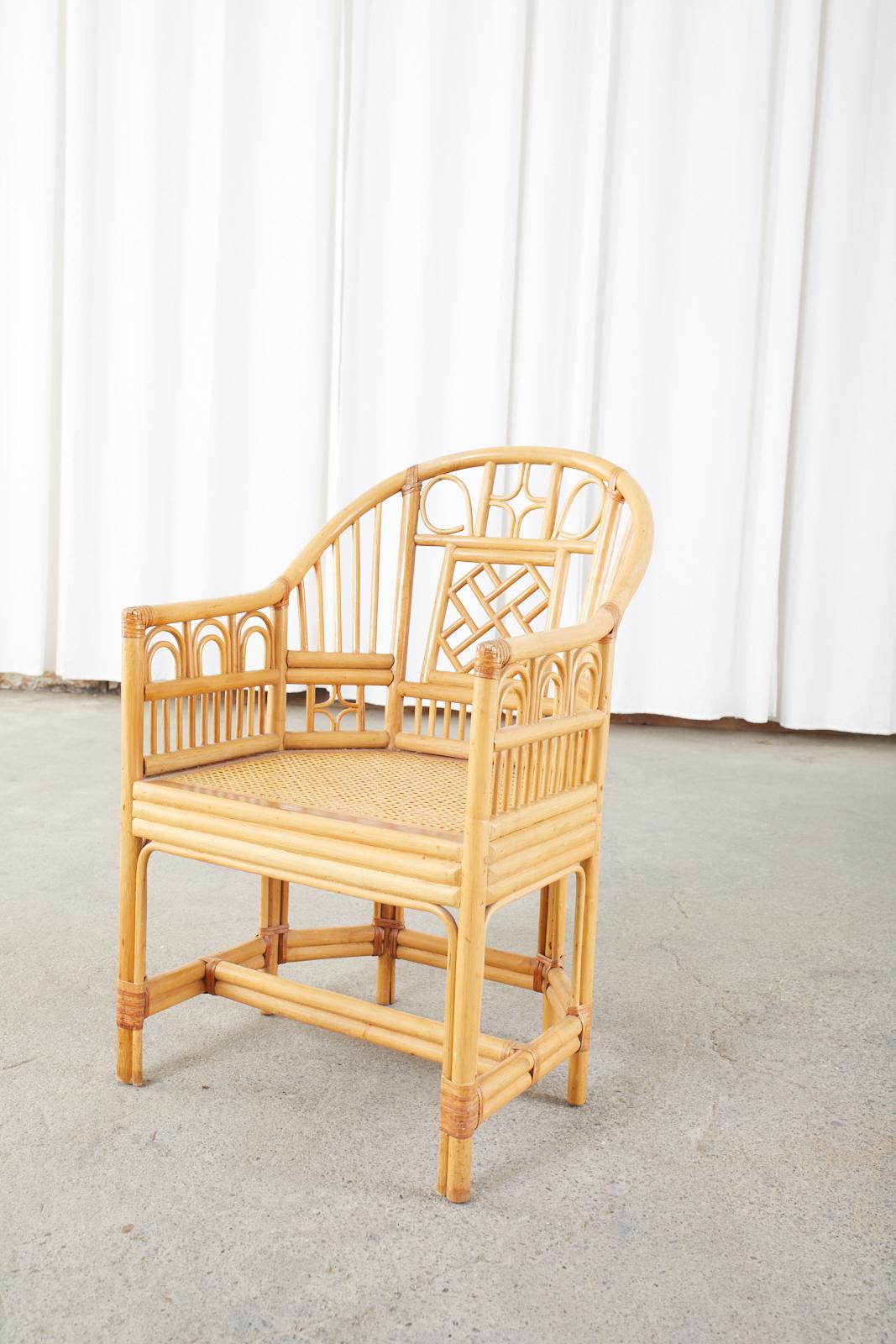Pair of Bamboo Rattan Brighton Pavilion Style Armchairs 1