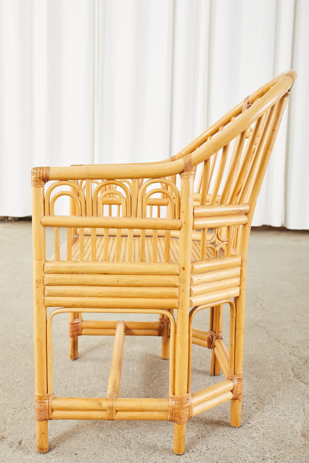 Pair of Bamboo Rattan Brighton Pavilion Style Armchairs 2