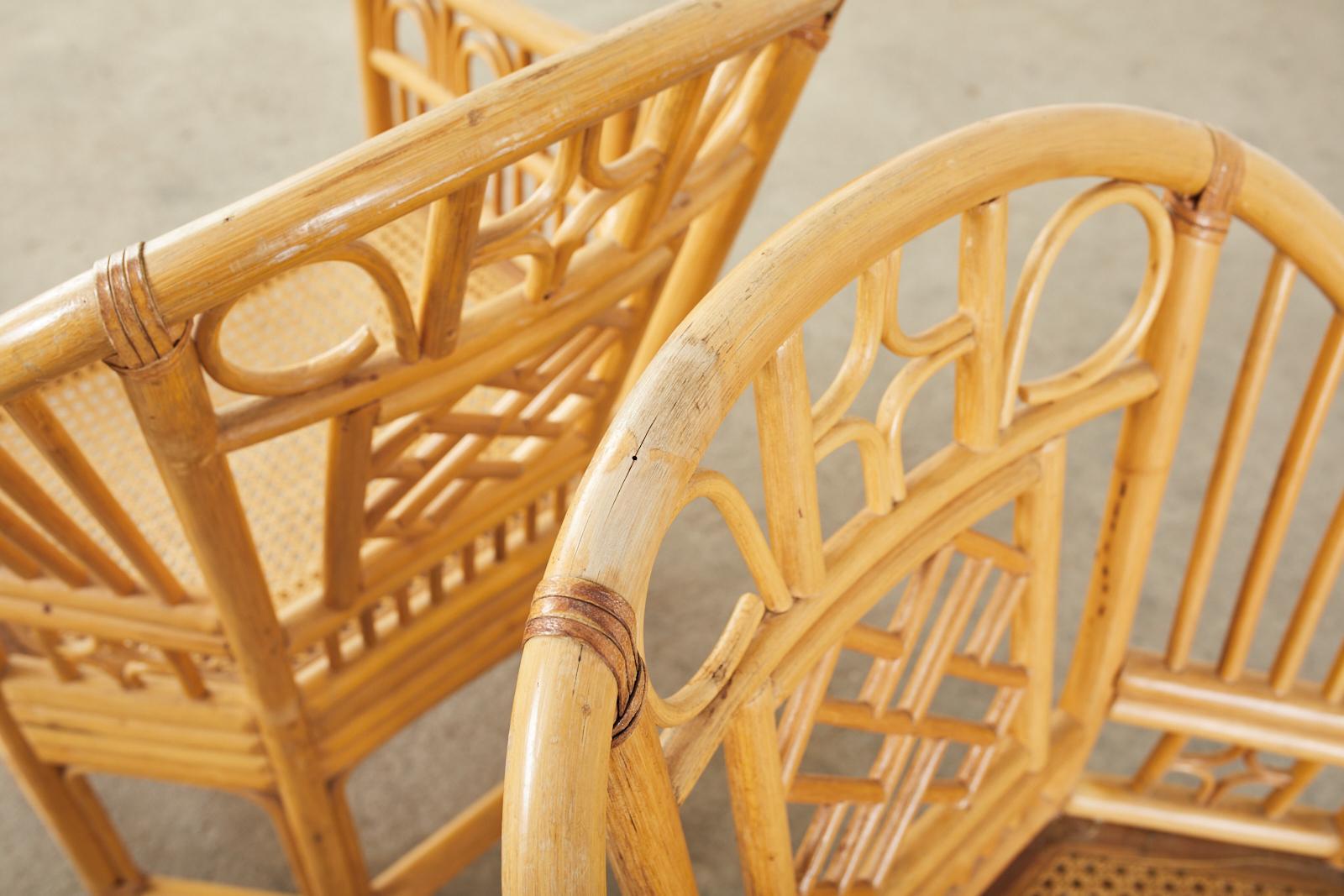 Pair of Bamboo Rattan Brighton Pavilion Style Armchairs 7