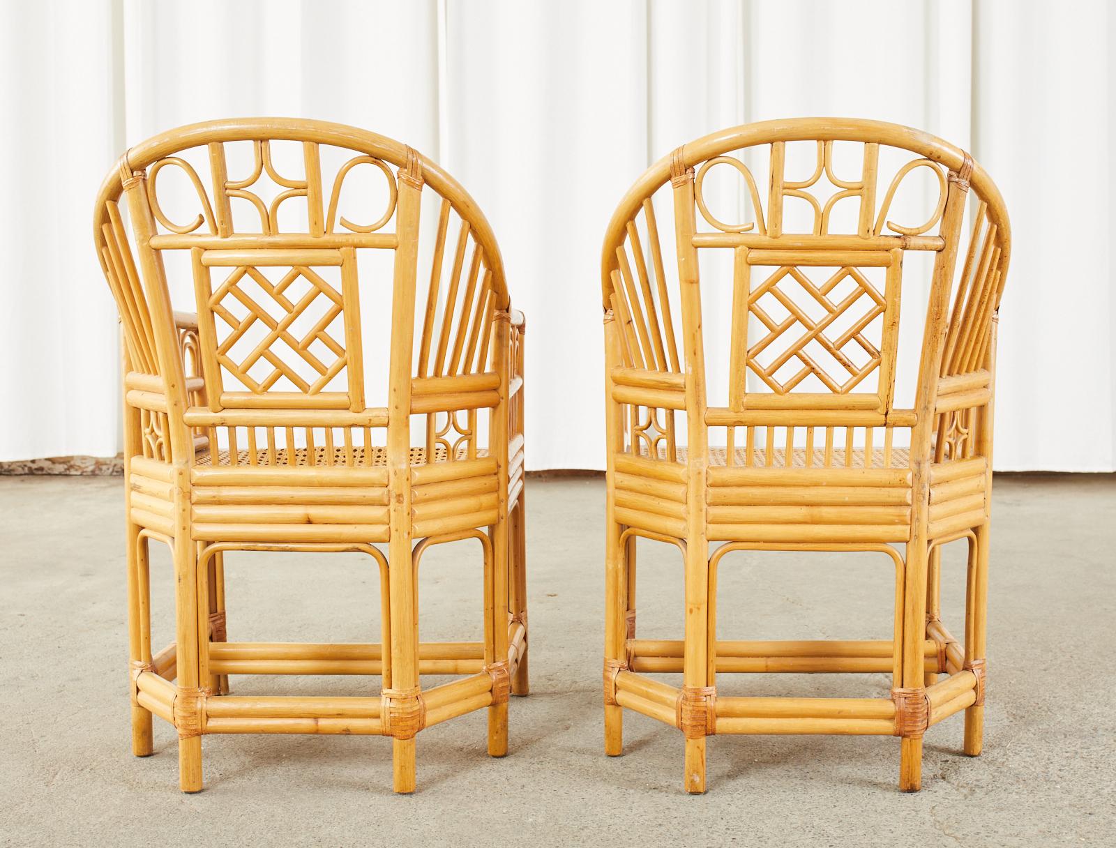 Pair of Bamboo Rattan Brighton Pavilion Style Armchairs 10