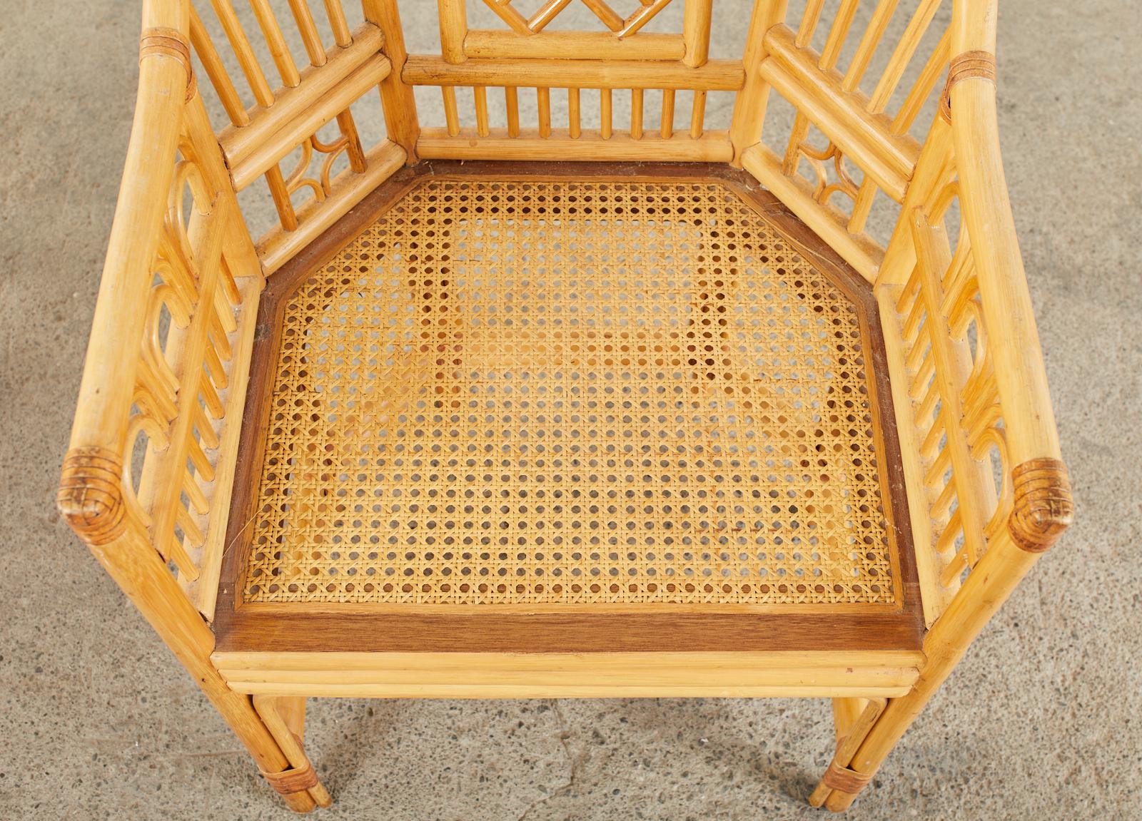 Hand-Crafted Pair of Bamboo Rattan Brighton Pavilion Style Armchairs
