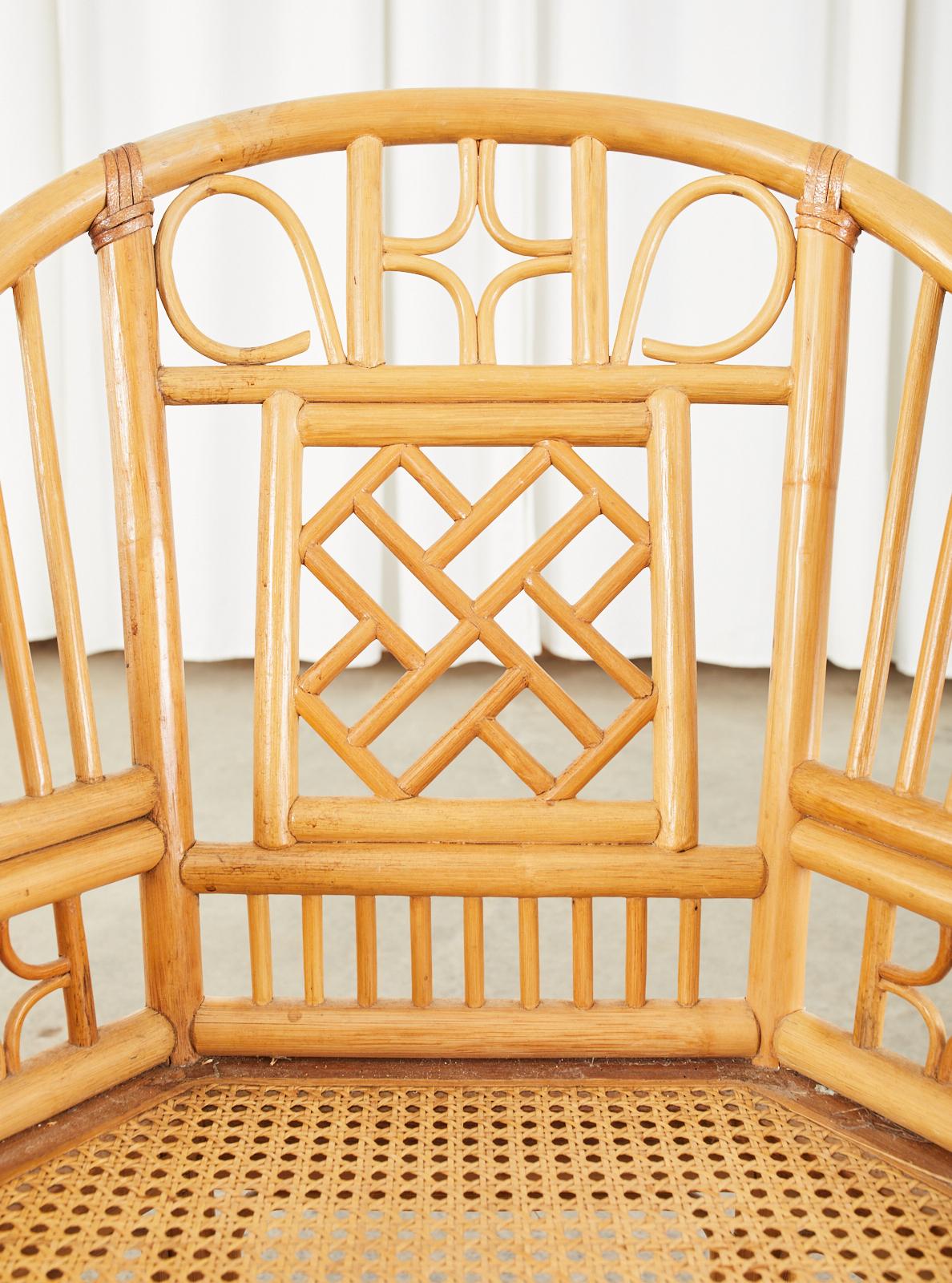 20th Century Pair of Bamboo Rattan Brighton Pavilion Style Armchairs