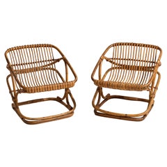 Pair of Bamboo & Rattan Chairs, Italy, circa 1950