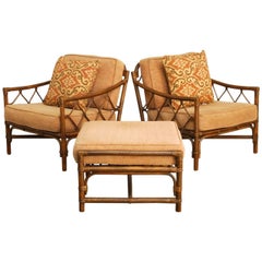 Pair of Bamboo Rattan Lounge Chairs by Brown Jordan