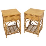 Pair of Bamboo Rattan One Drawer Cane Woven Top Side End Table Nightstands  For Sale at 1stDibs | bamboo rattan side table, rattan bamboo side table,  wicker side table