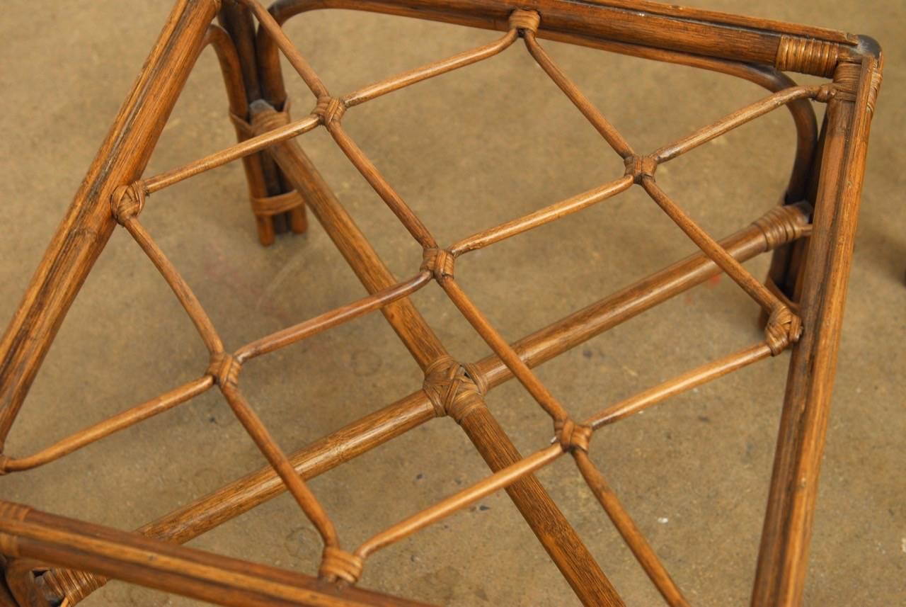 Pair of Bamboo Rattan Side Tables by Brown Jordan 2
