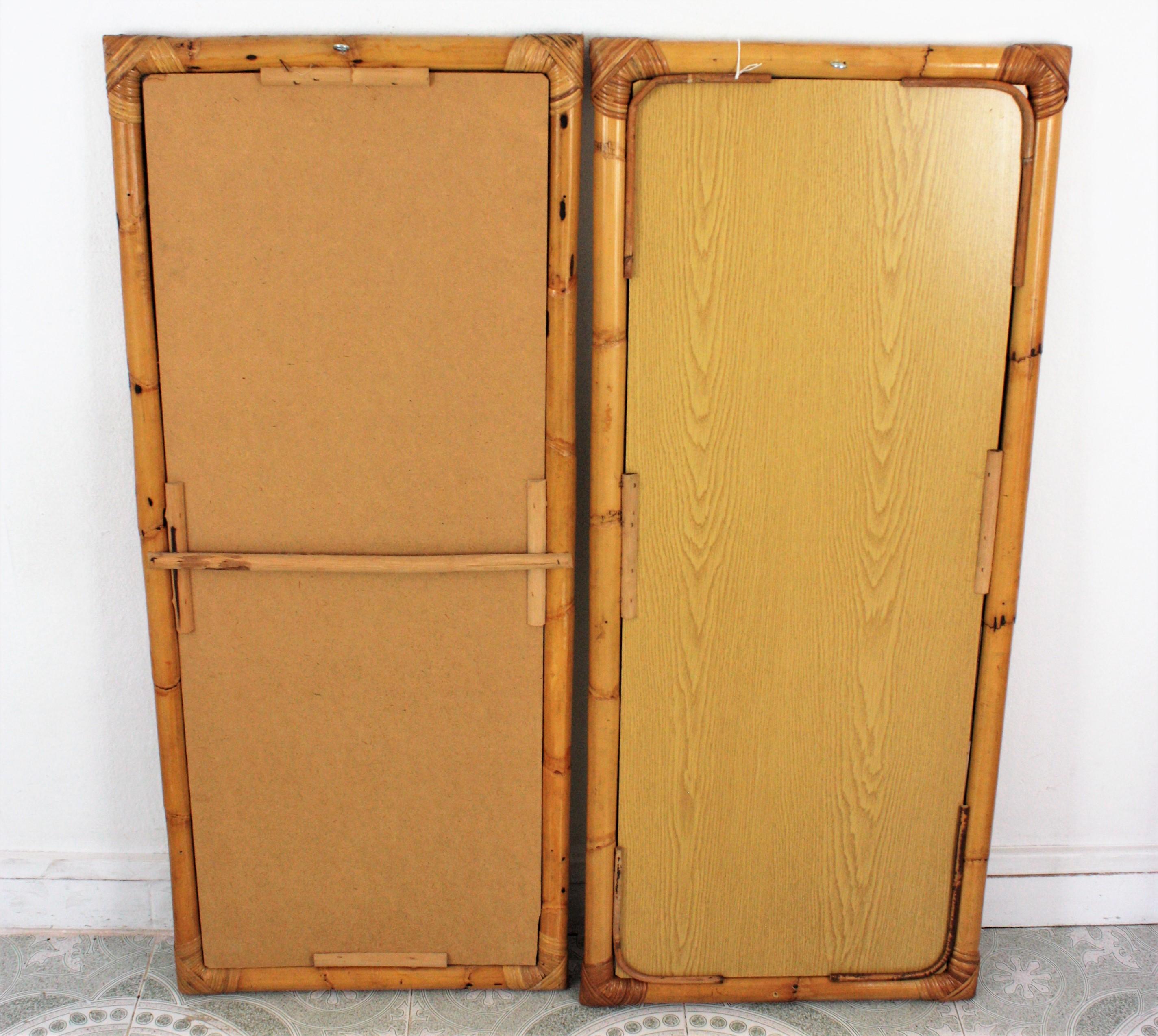 Pair of Bamboo Rectangular Mirrors  4