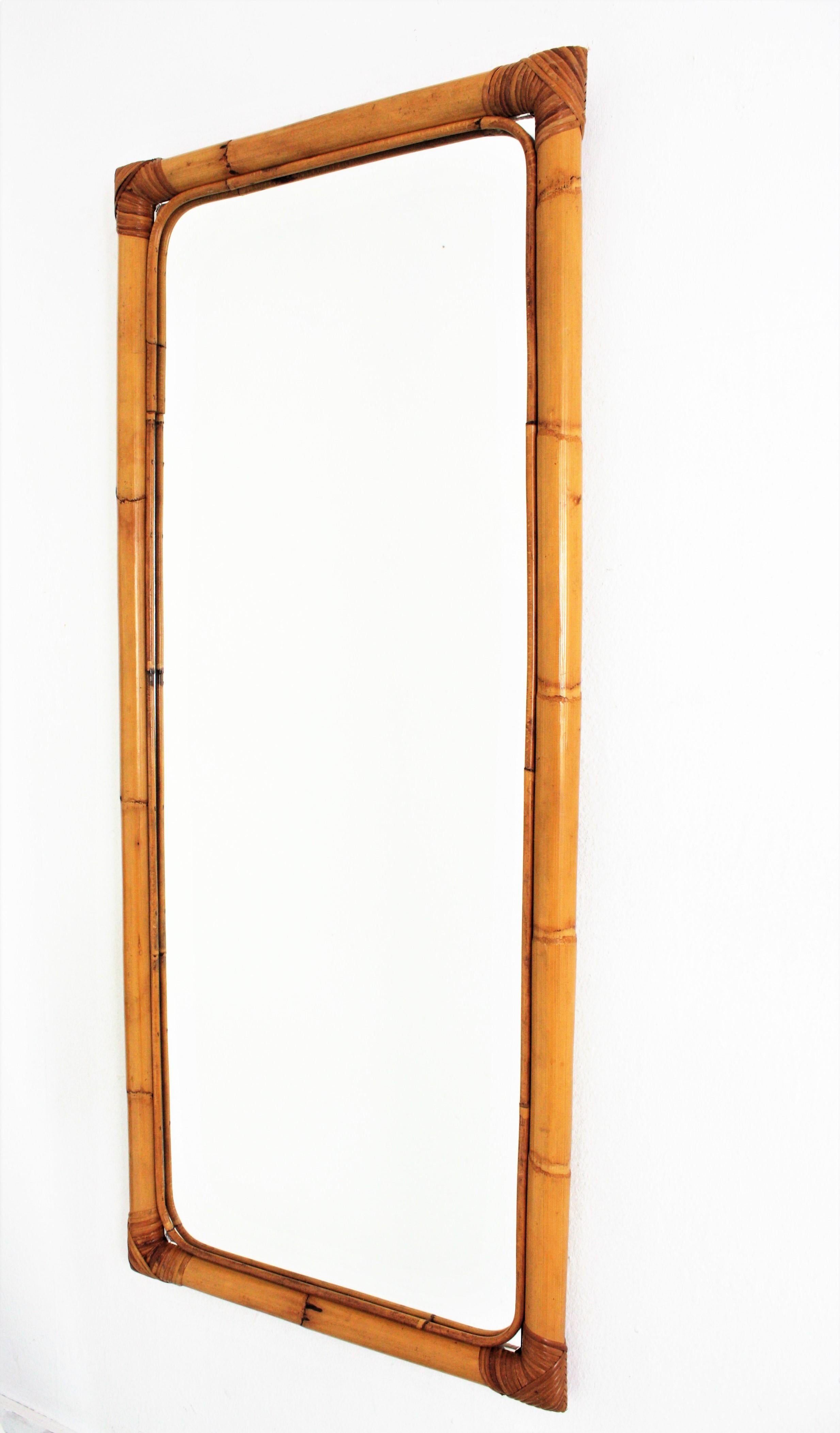 Pair of Bamboo Rectangular Mirrors  1