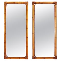 Pair of Bamboo Rectangular Mirrors