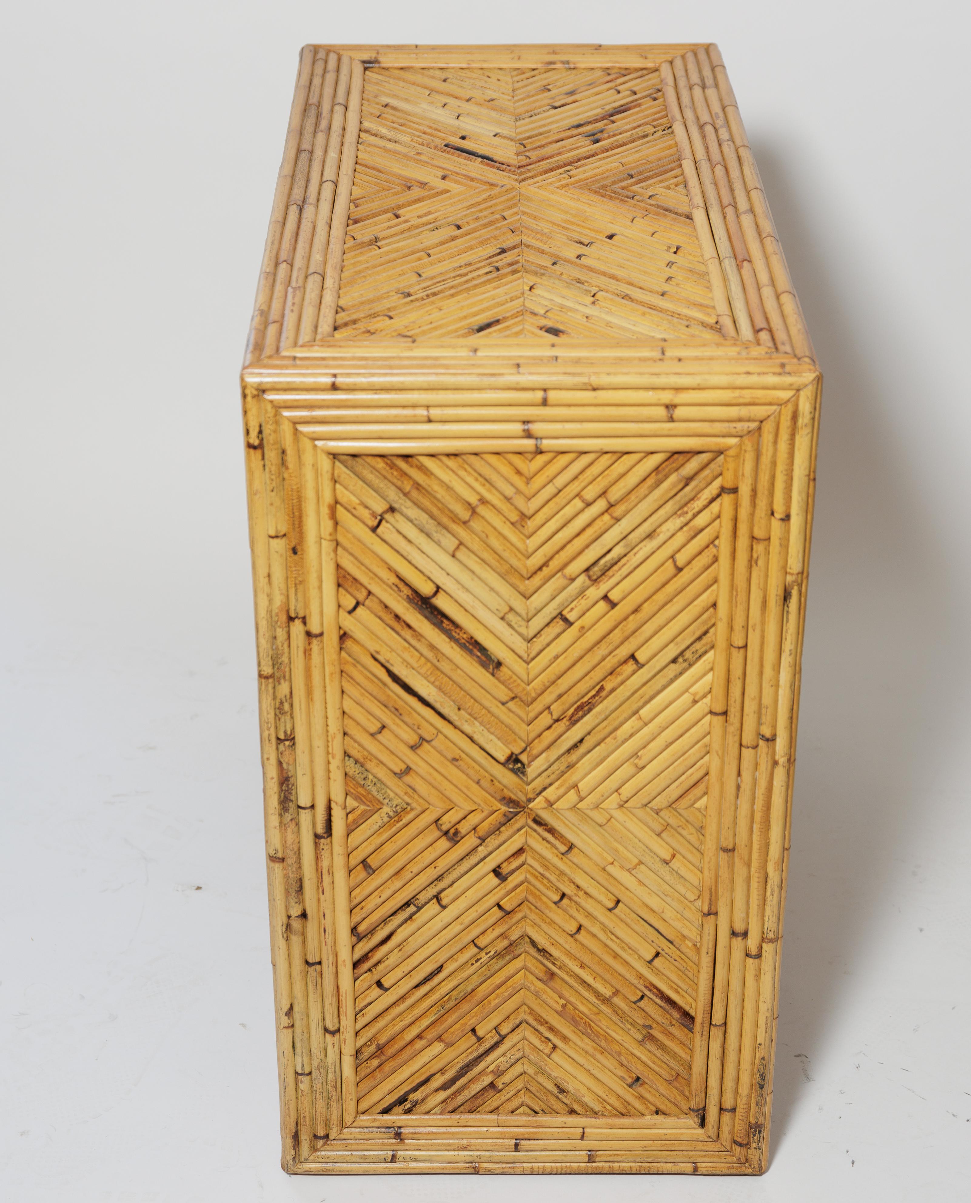 Mid-Century Modern Pair of Bamboo Reed Shelf Units