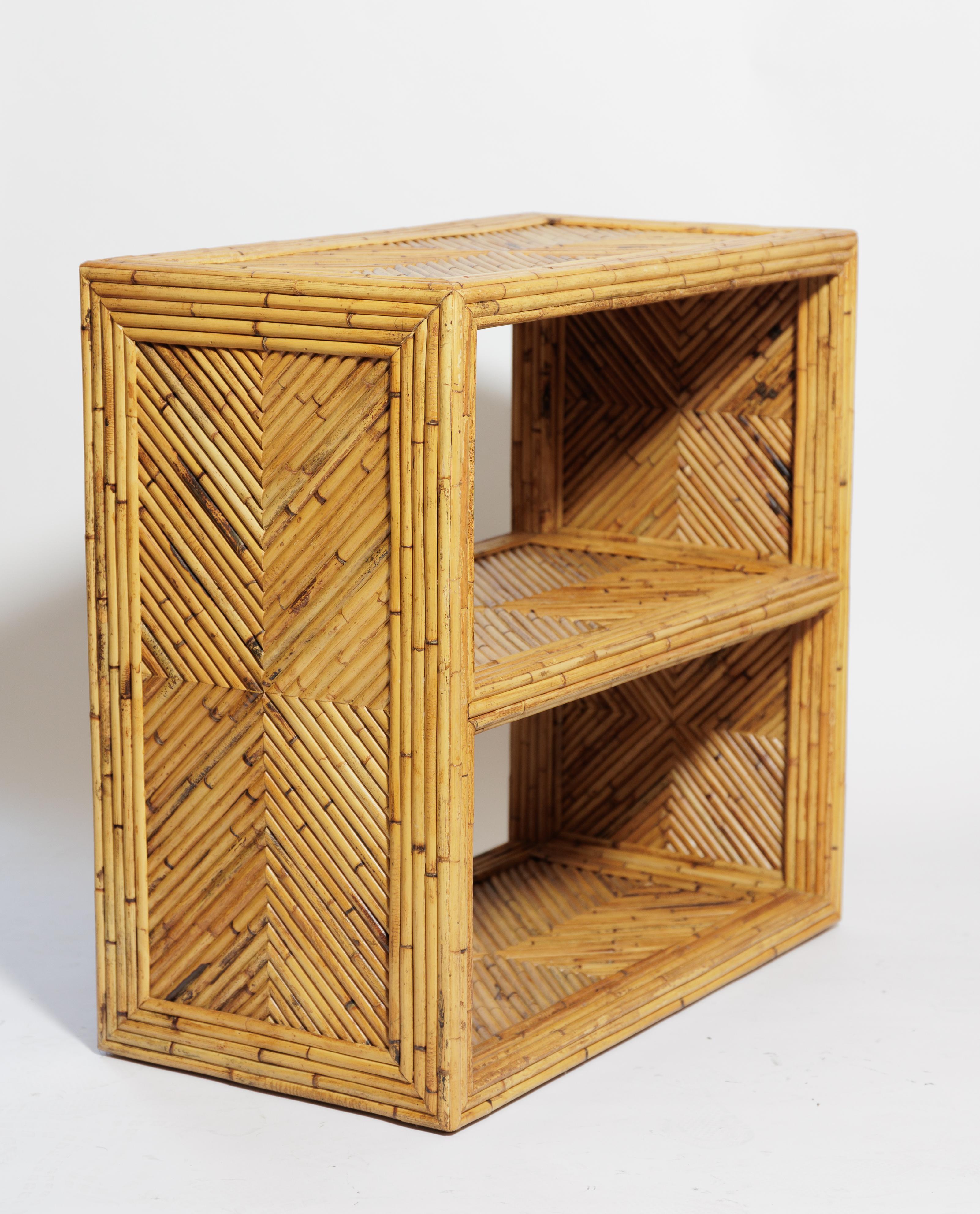 Hand-Crafted Pair of Bamboo Reed Shelf Units