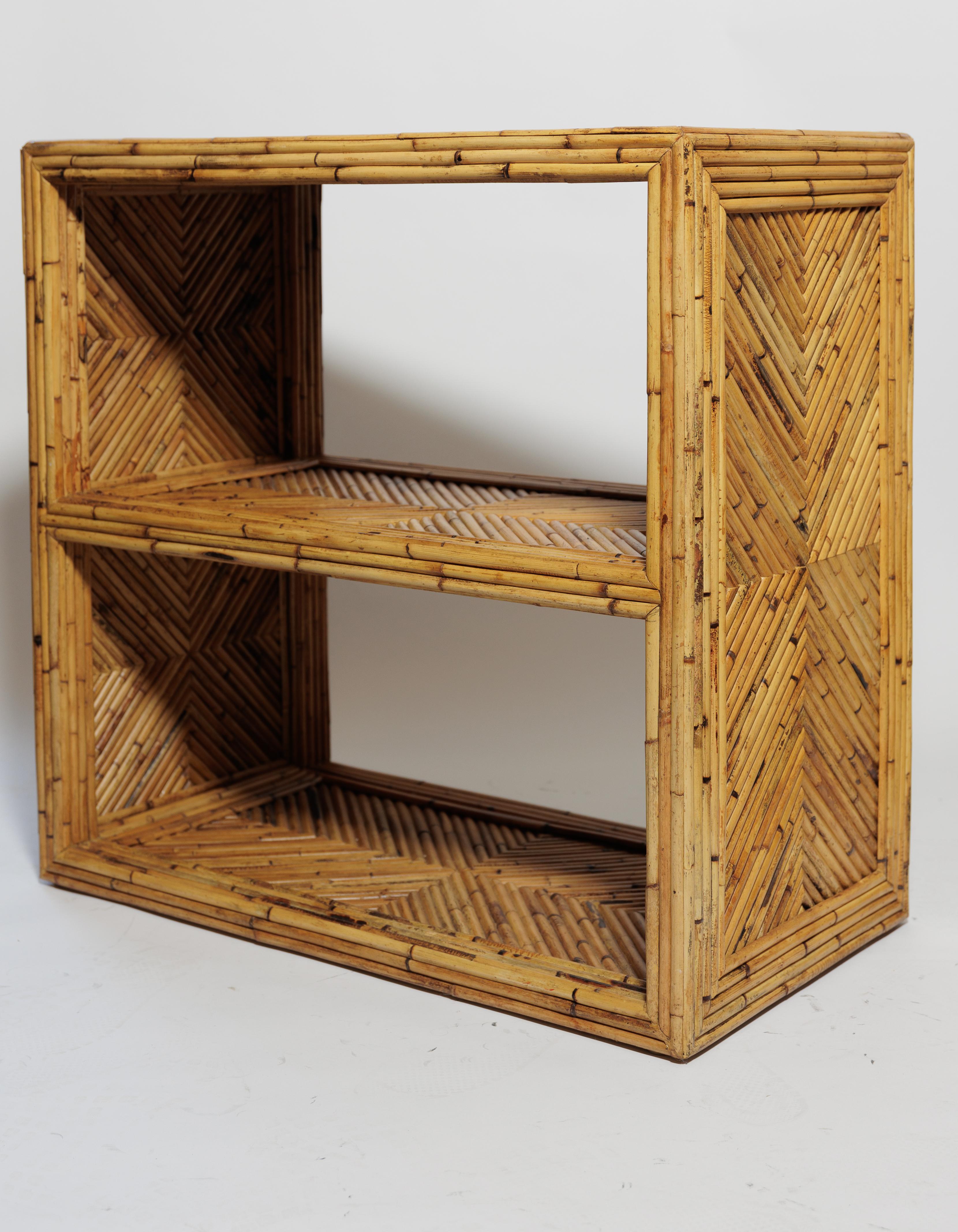 Pair of Bamboo Reed Shelf Units In Good Condition In Bridgehampton, NY