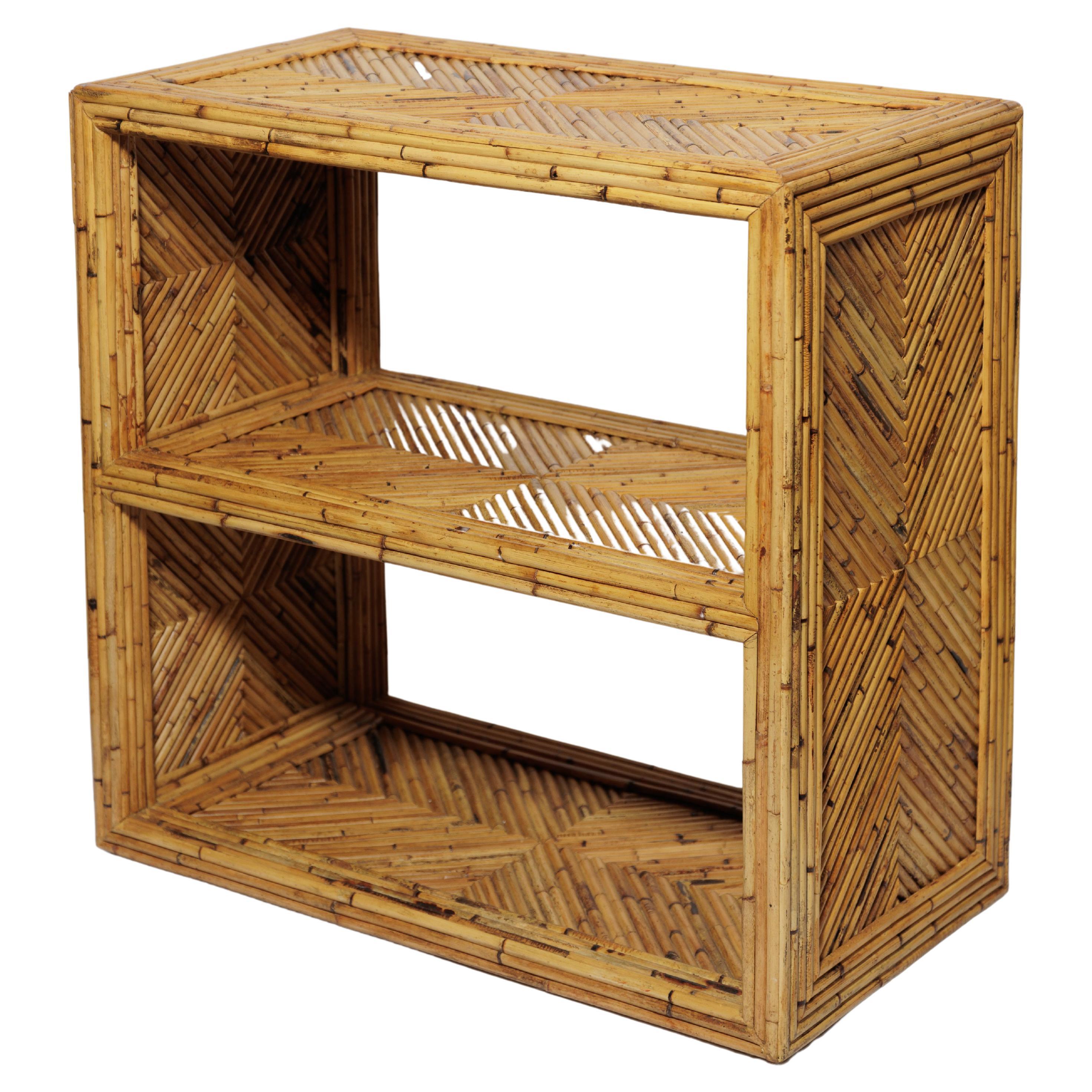 Pair of Bamboo Reed Shelf Units