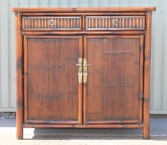 Pair of Bamboo Side Tables / Cabinets