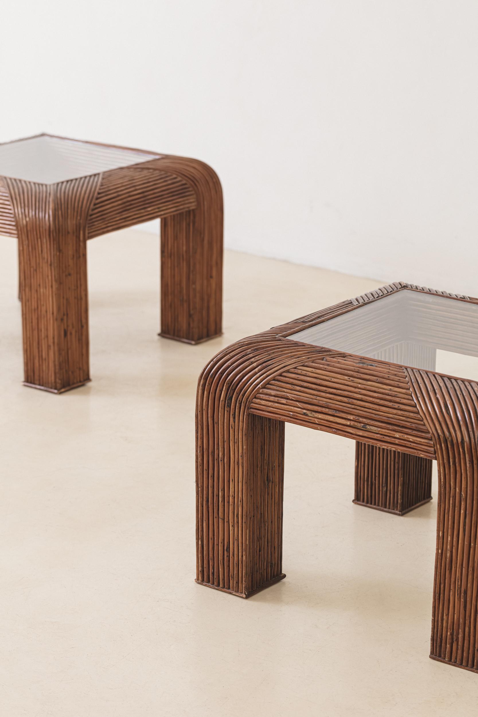 Paar Beistelltische aus Bambus, Design von unbekanntem Künstler, Brasilien, 1960er Jahre (Holz) im Angebot