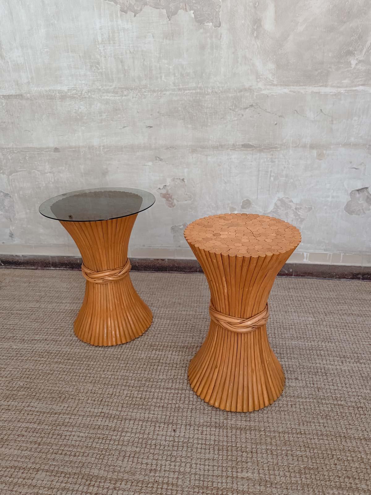 Pair of Bamboo Sidetables With Glass Tops By Mcguire – 1970s For Sale 4