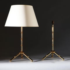 Pair of Bamboo Simulated Brass Table Lamps