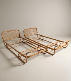 Pair of Bamboo single beds, Italian manufacturing 60s, 70s