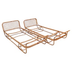 Pair of Bamboo single beds, Italian manufacturing 60s, 70s