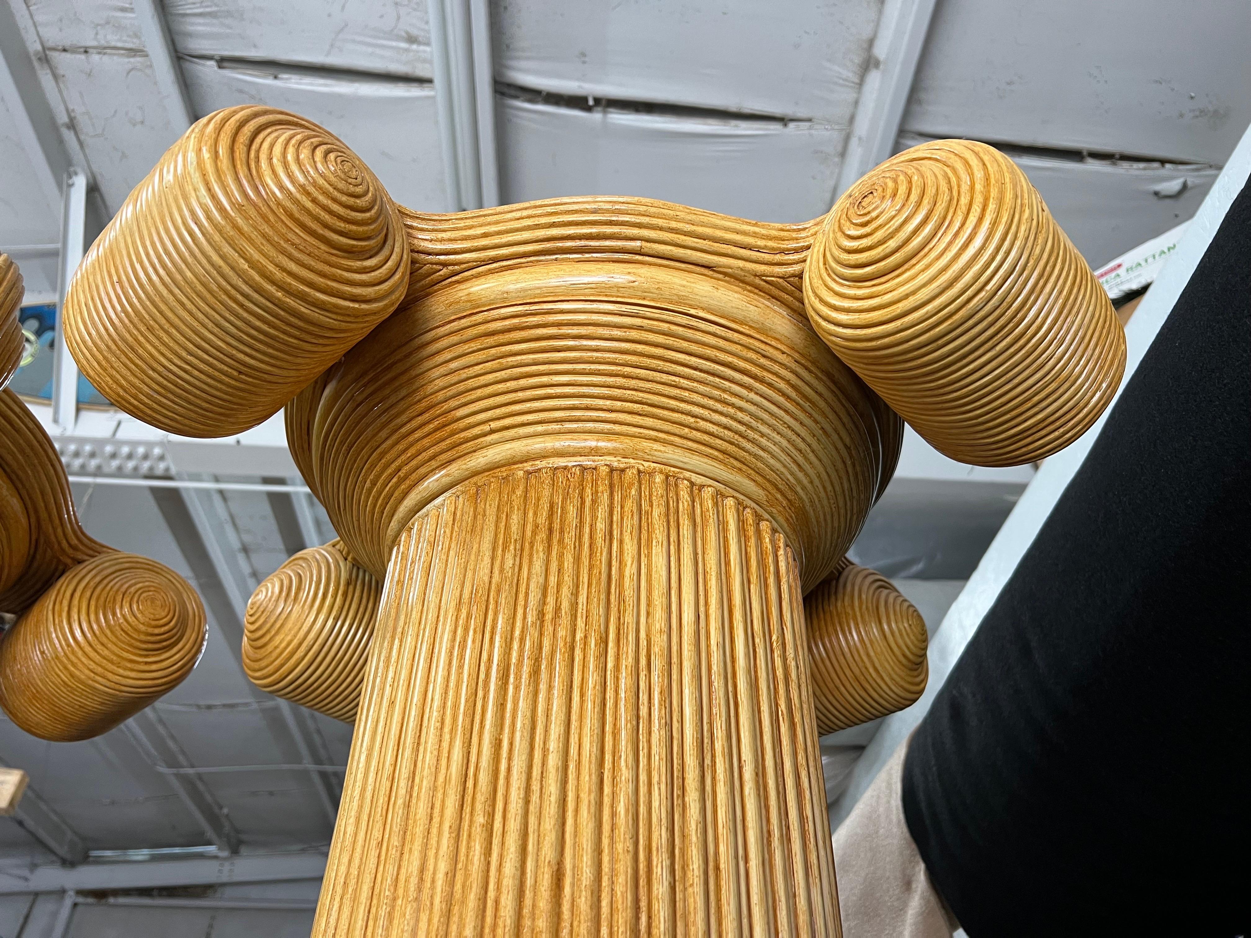 Pair of Bamboo Split Reed Ionic Columns For Sale 1