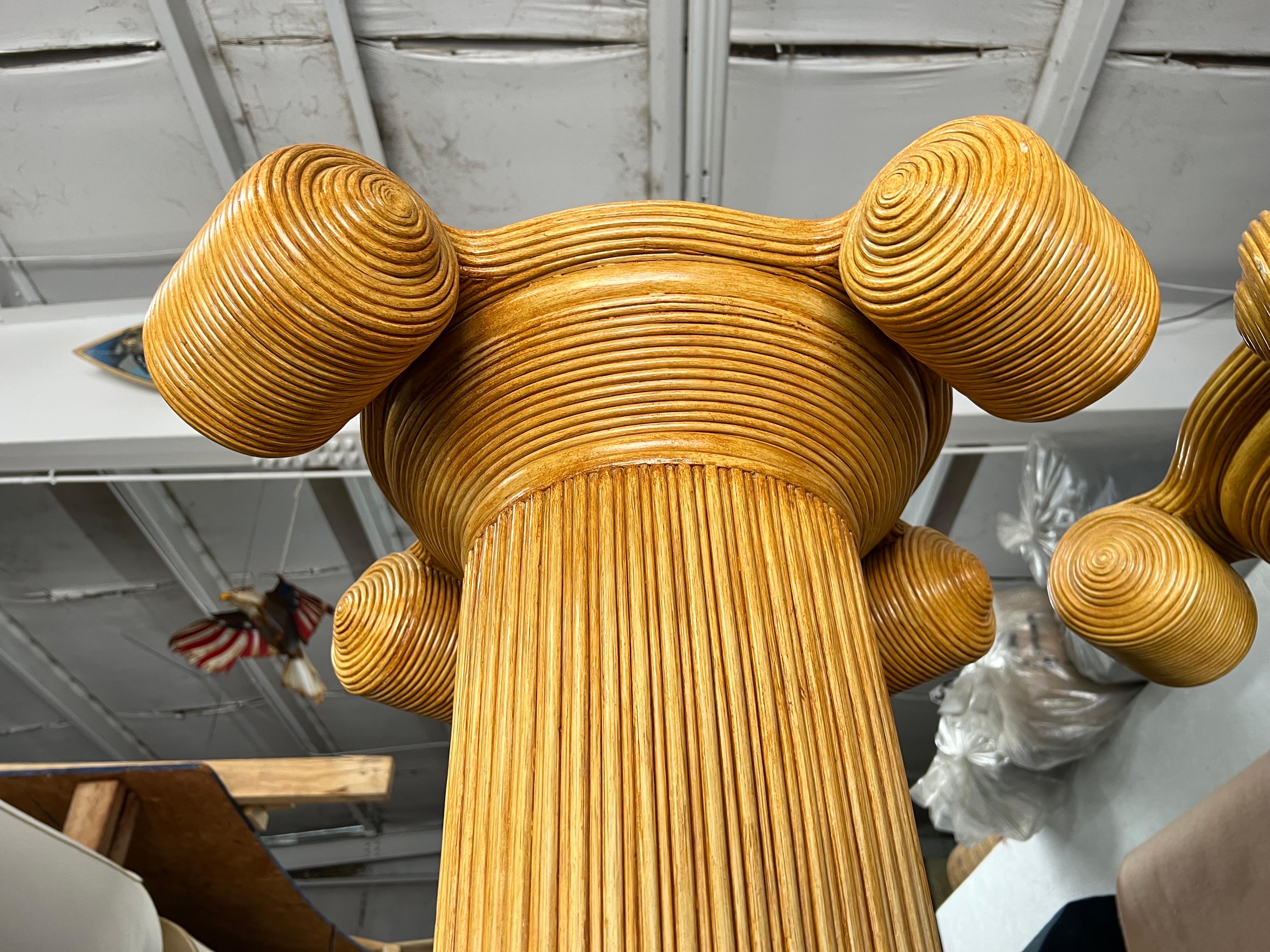 Pair of Bamboo Split Reed Ionic Columns For Sale 2