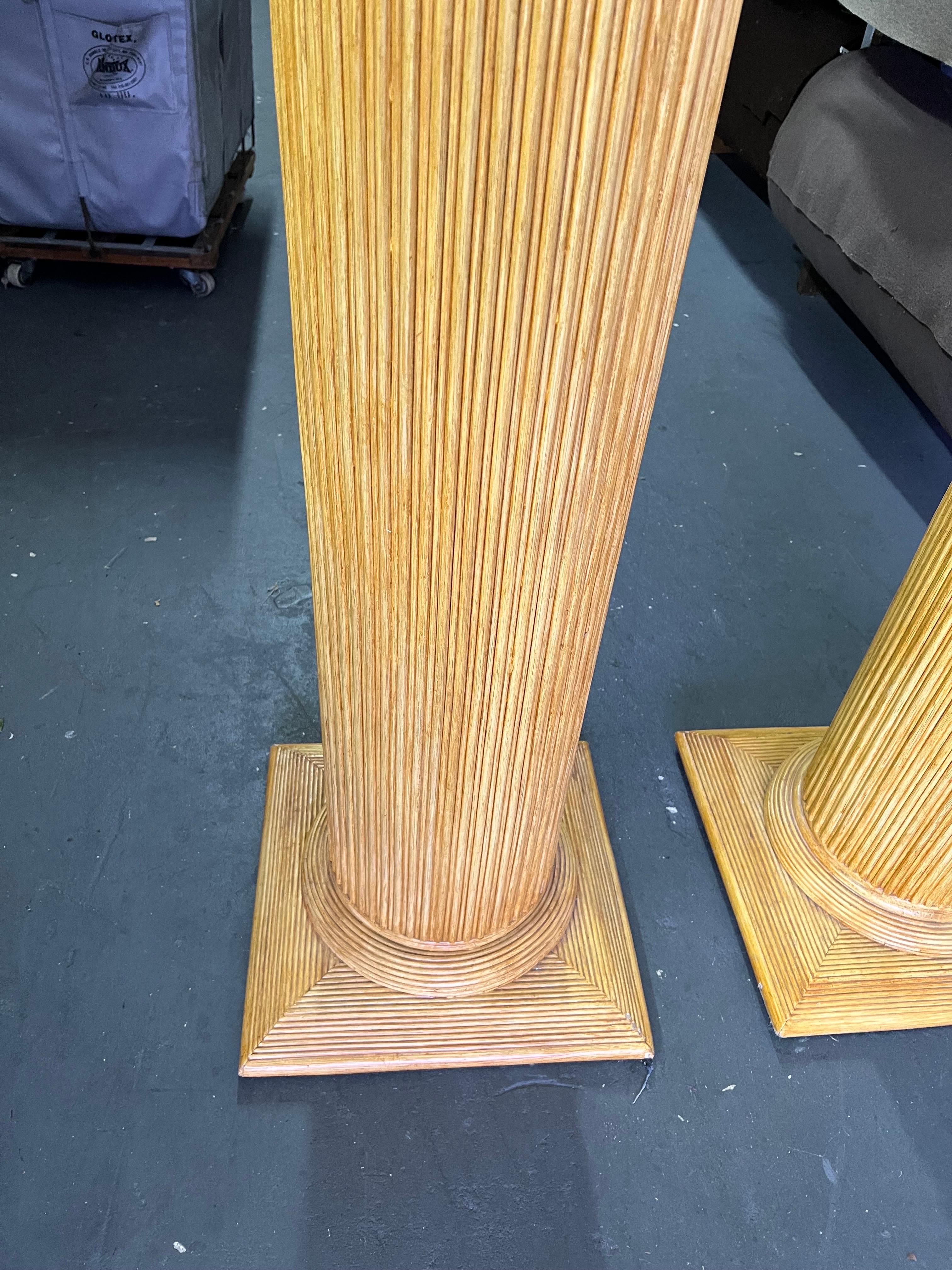 Pair of Bamboo Split Reed Ionic Columns For Sale 3