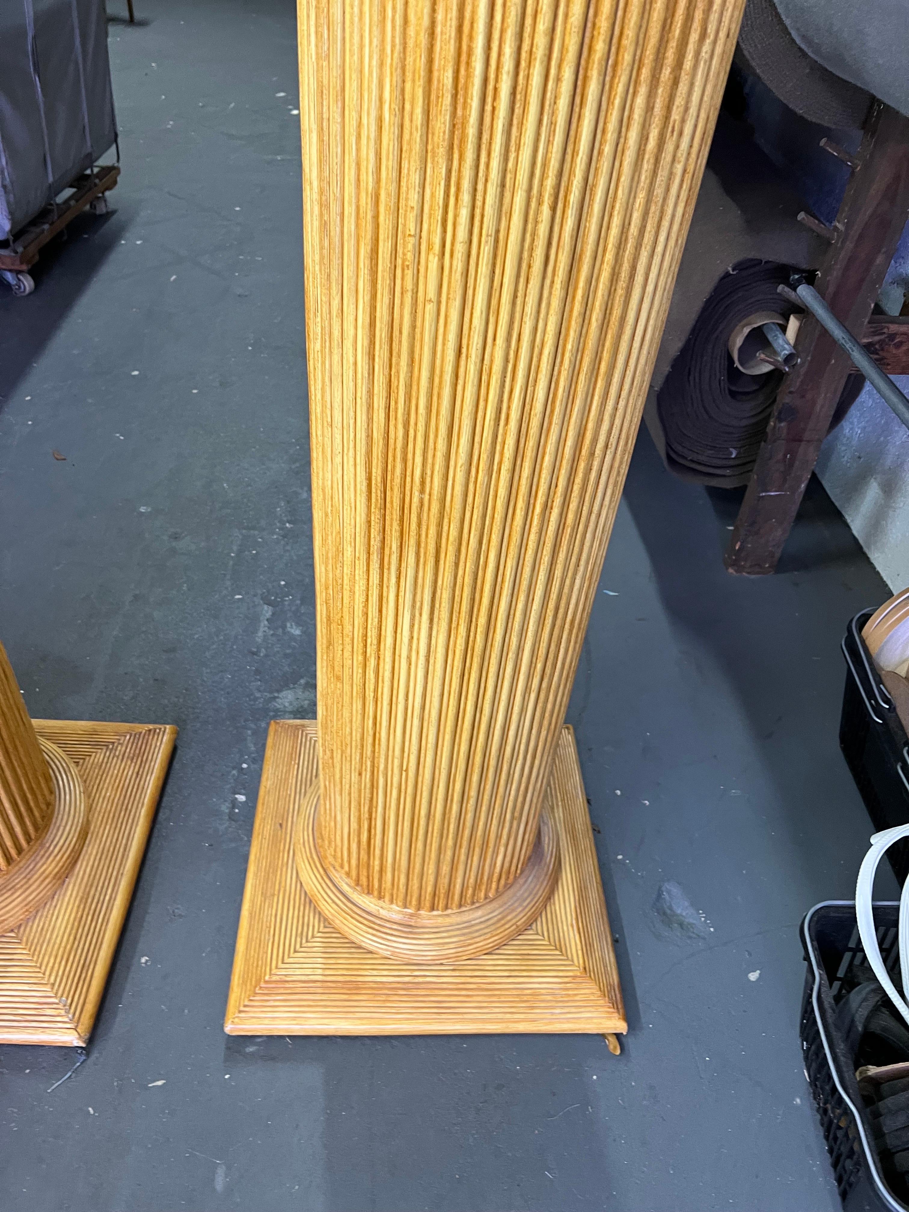 Pair of Bamboo Split Reed Ionic Columns For Sale 4