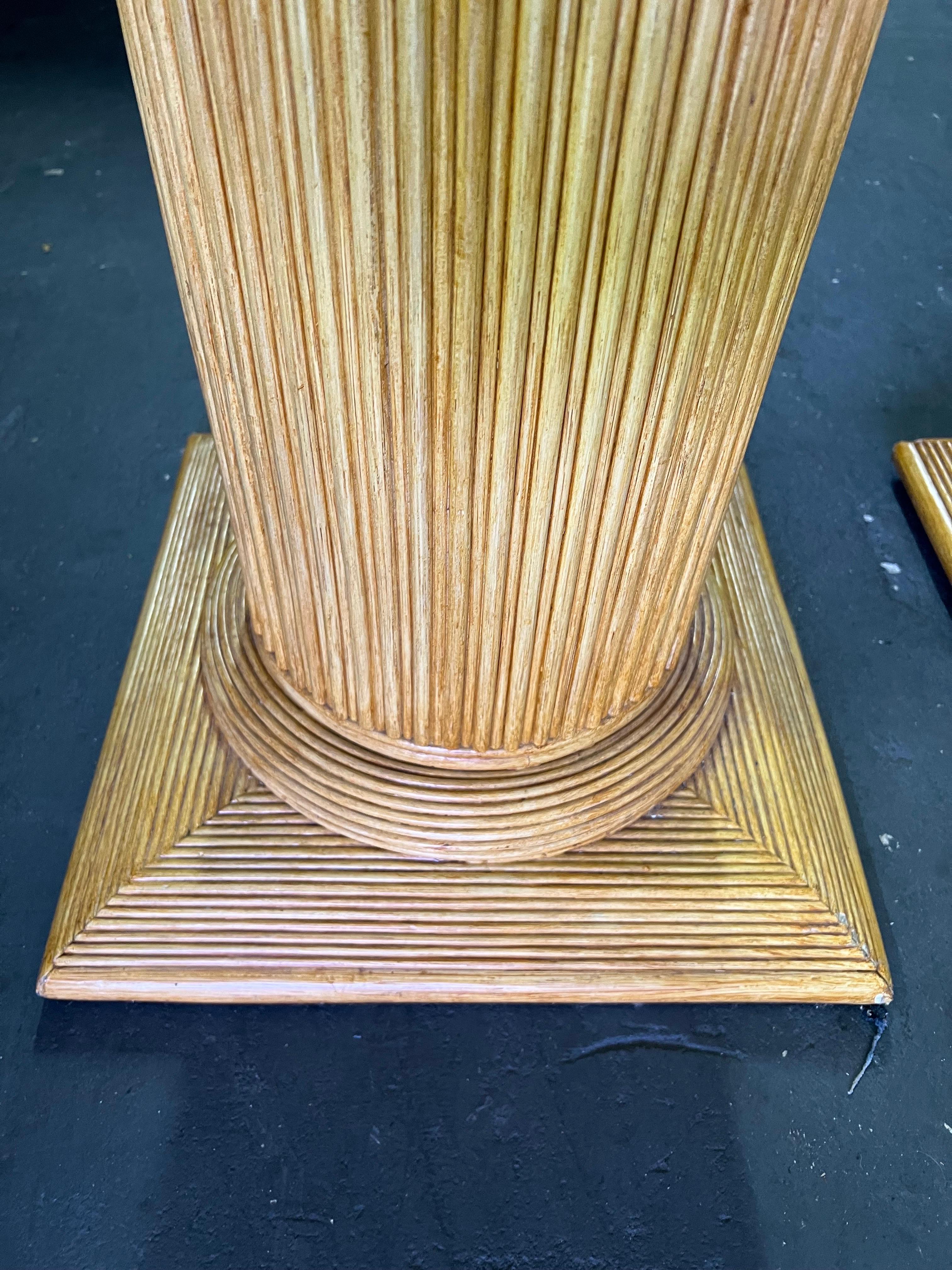 Pair of Bamboo Split Reed Ionic Columns For Sale 5