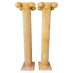 Pair of Bamboo Split Reed Ionic Columns