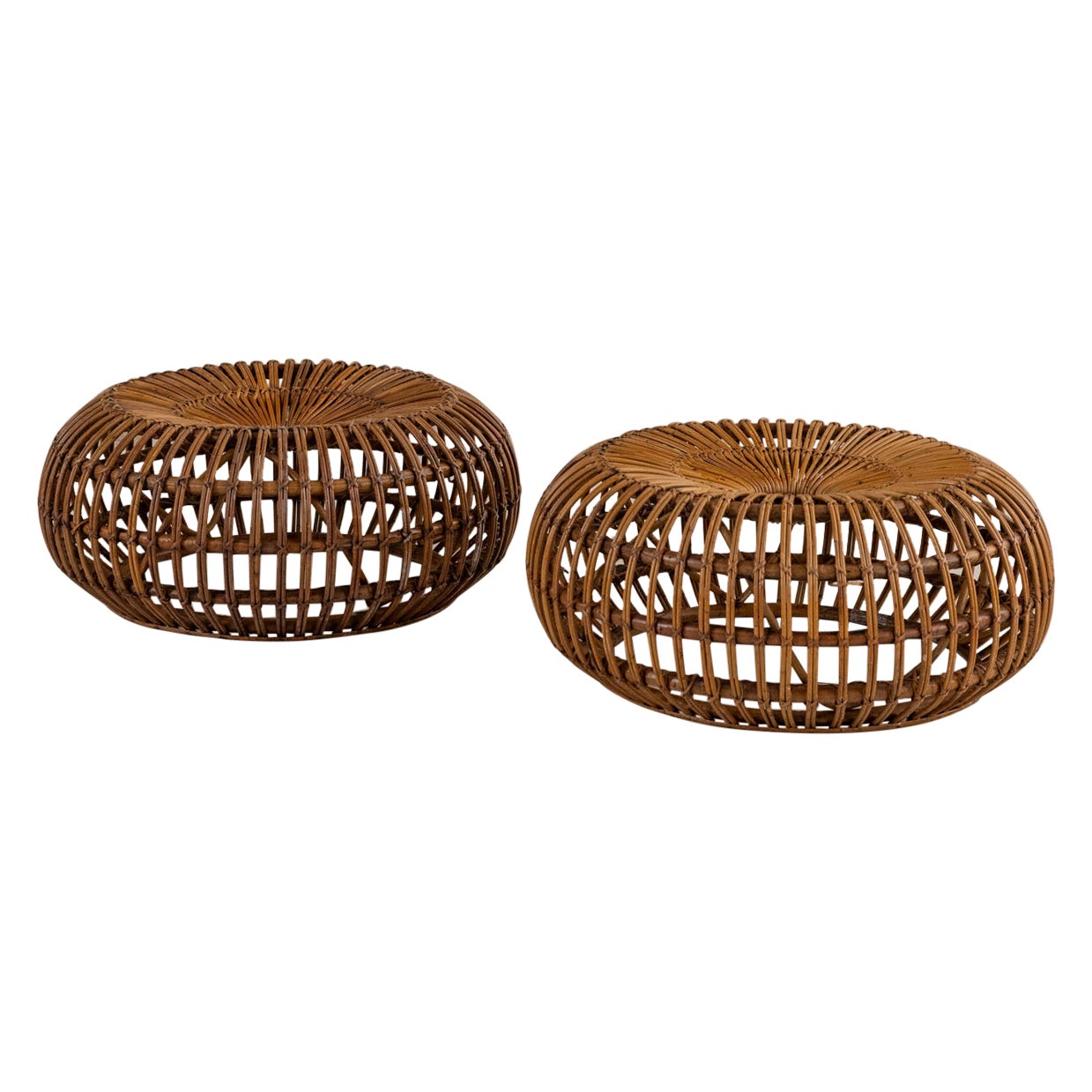 Pair of bamboo stools by Ico Parisi for Bonacina, Italy 1960s For Sale