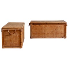 Pair of Bamboo Storage Trunks – 1980s