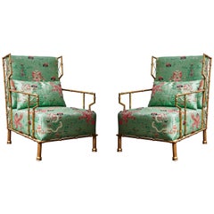 Vintage Pair of "Bamboo Style" Armchairs