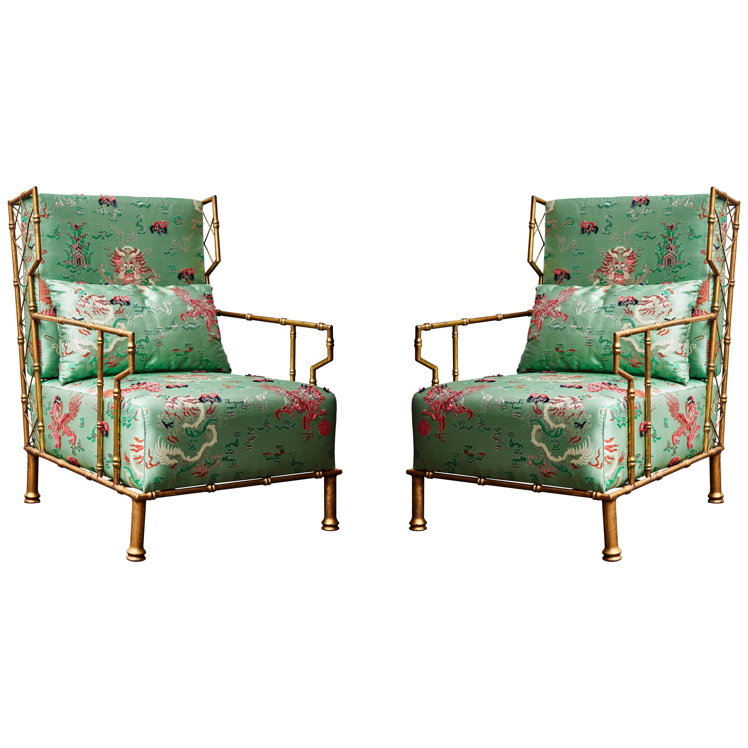 Pair of "Bamboo Style" Armchairs