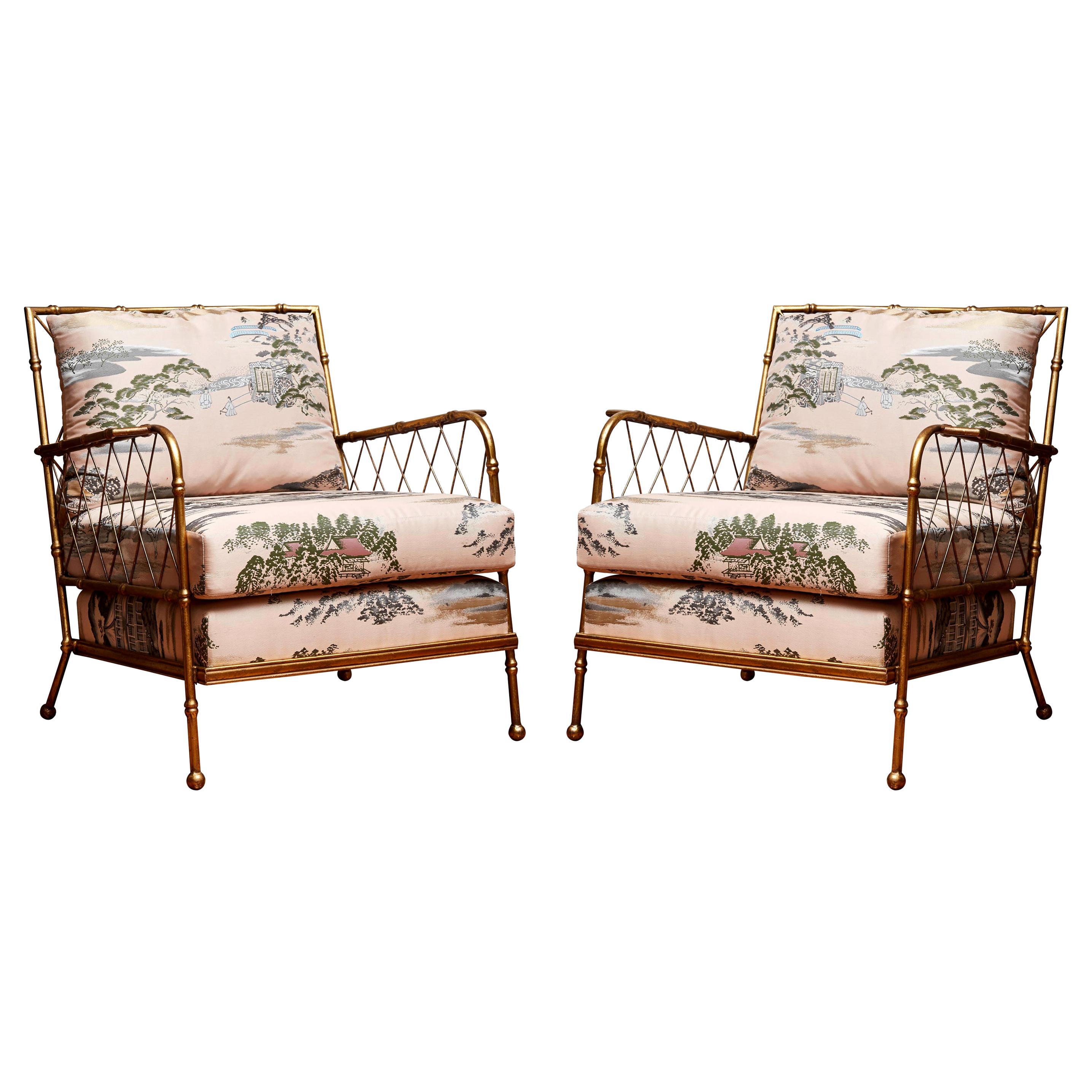 Pair of "Bamboo" Style Armchairs